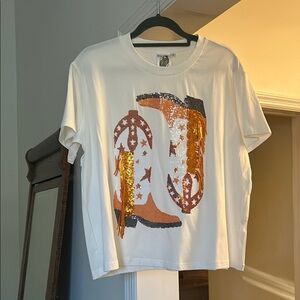 Queen of Sparkles Cowboy Boot Graphic Tee - Small